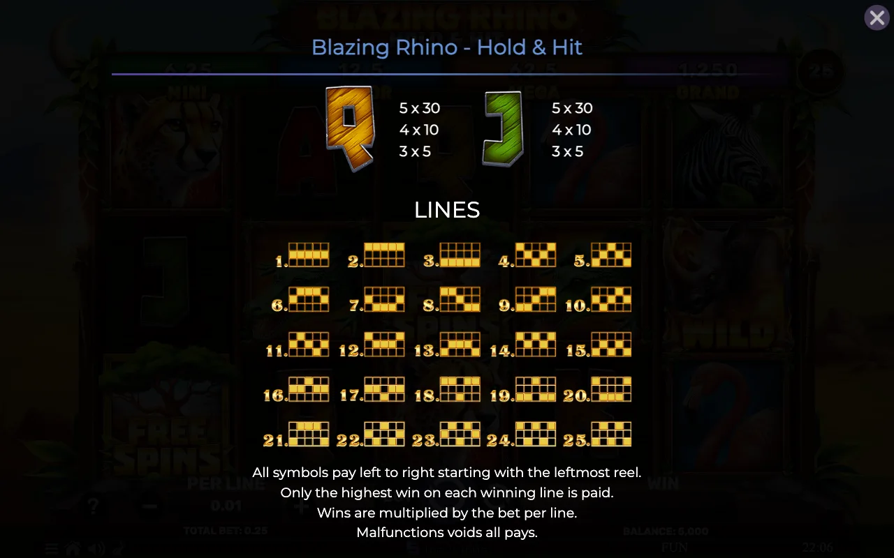 Game rules, page 5 — Blazing Rhino Hold Hit