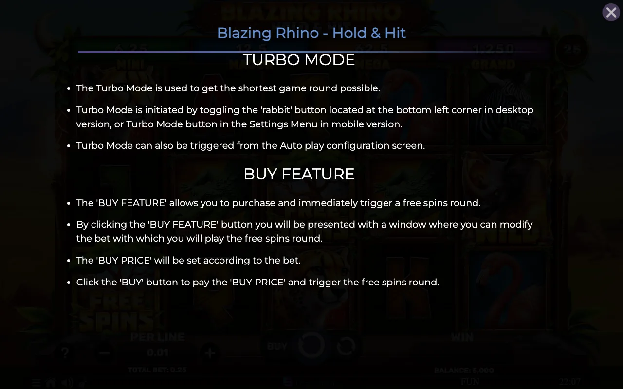 Game rules, page 8 — Blazing Rhino Hold Hit