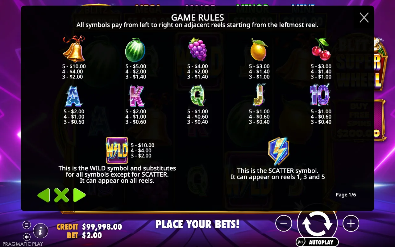 Game rules, page 7 — Blitz Super Wheel