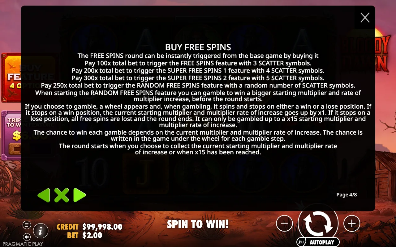 Buy free spins — Bloody Dawn