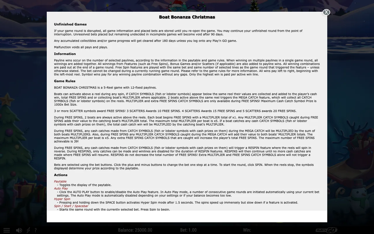 Game rules, page 1 — Boat Bonanza Christmas