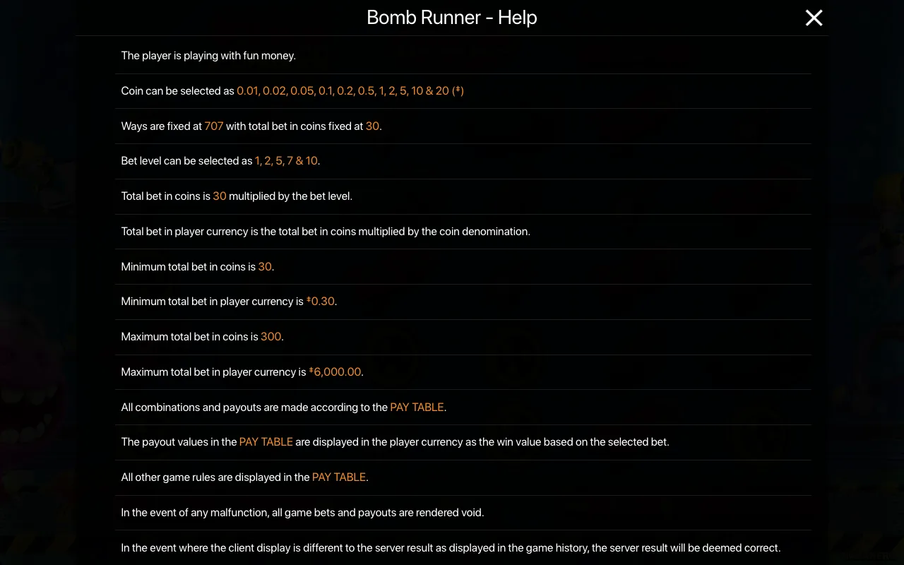 Game rules, page 1 — Bomb Runner