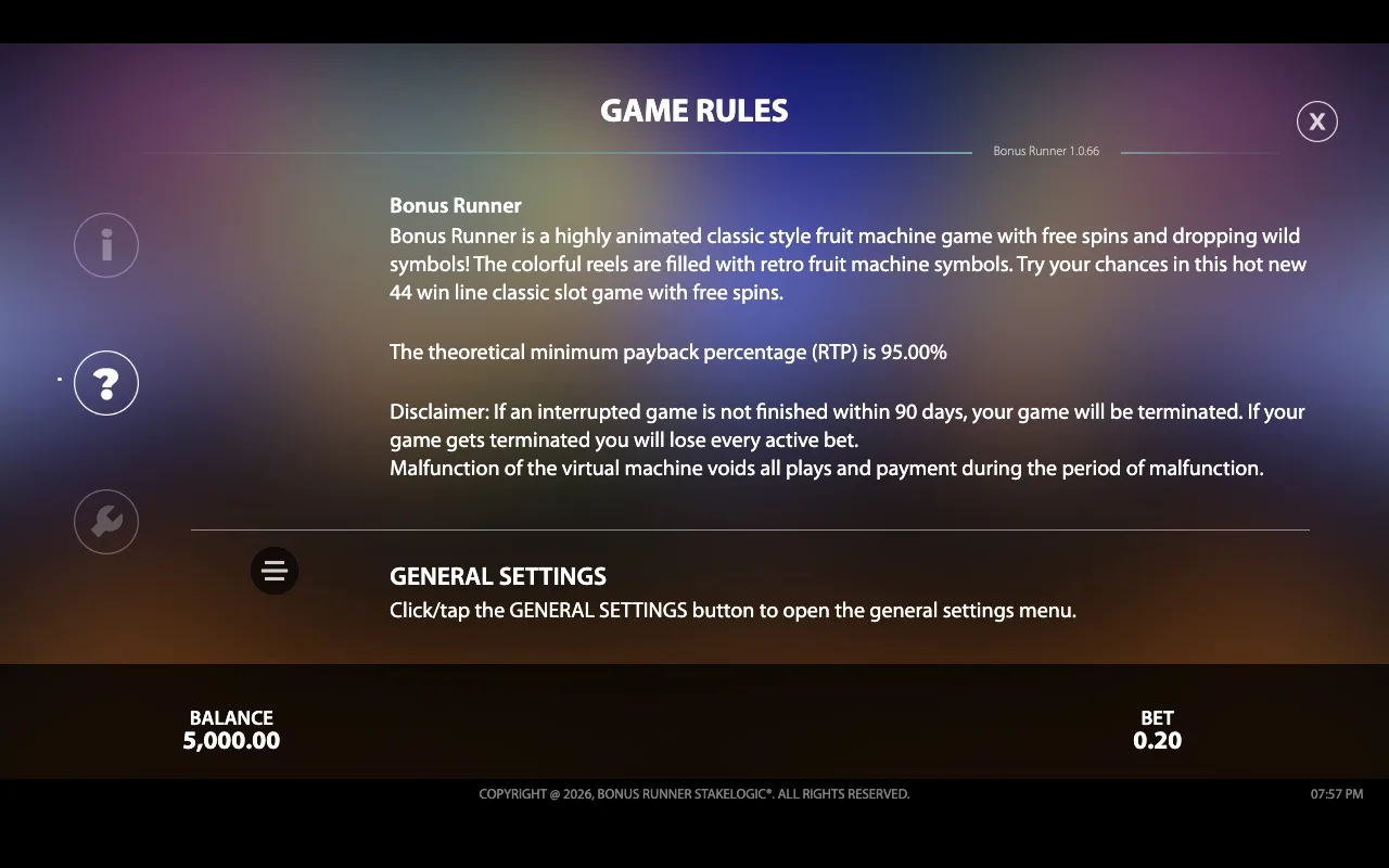 Game rules — Bonus Runner