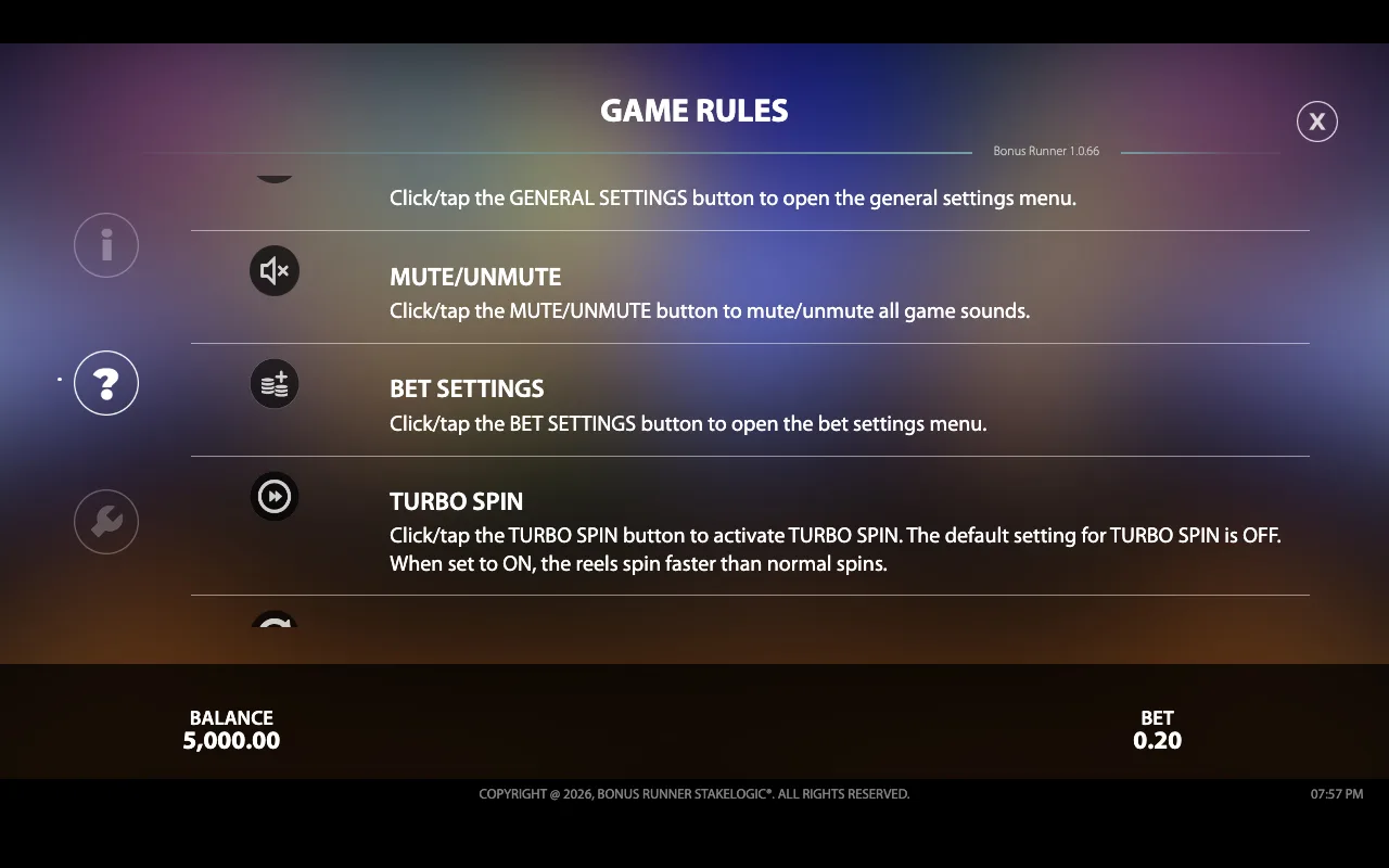 Game rules, page 3 — Bonus Runner