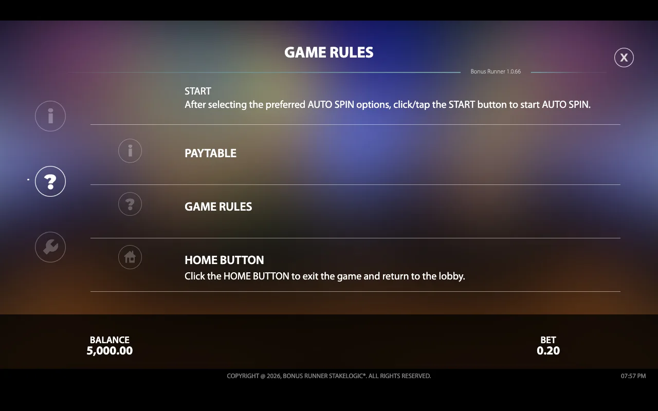 Game rules — Bonus Runner