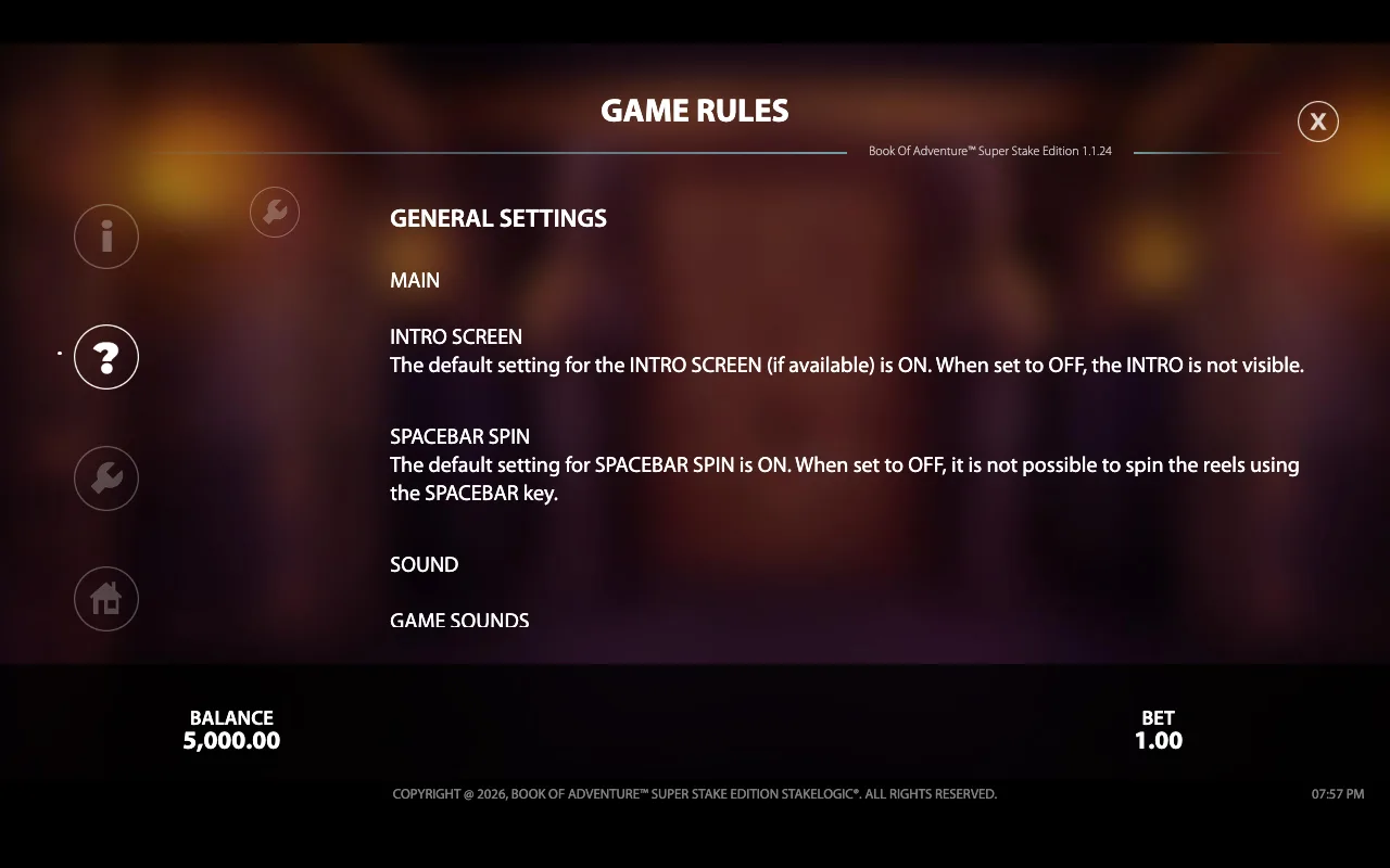 Game rules — Book of Adventure Super Stake Edition