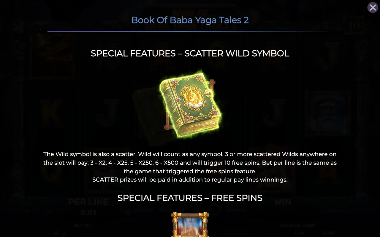 Special features - scatter wild symbol — Book of Baba Yaga Tales 2