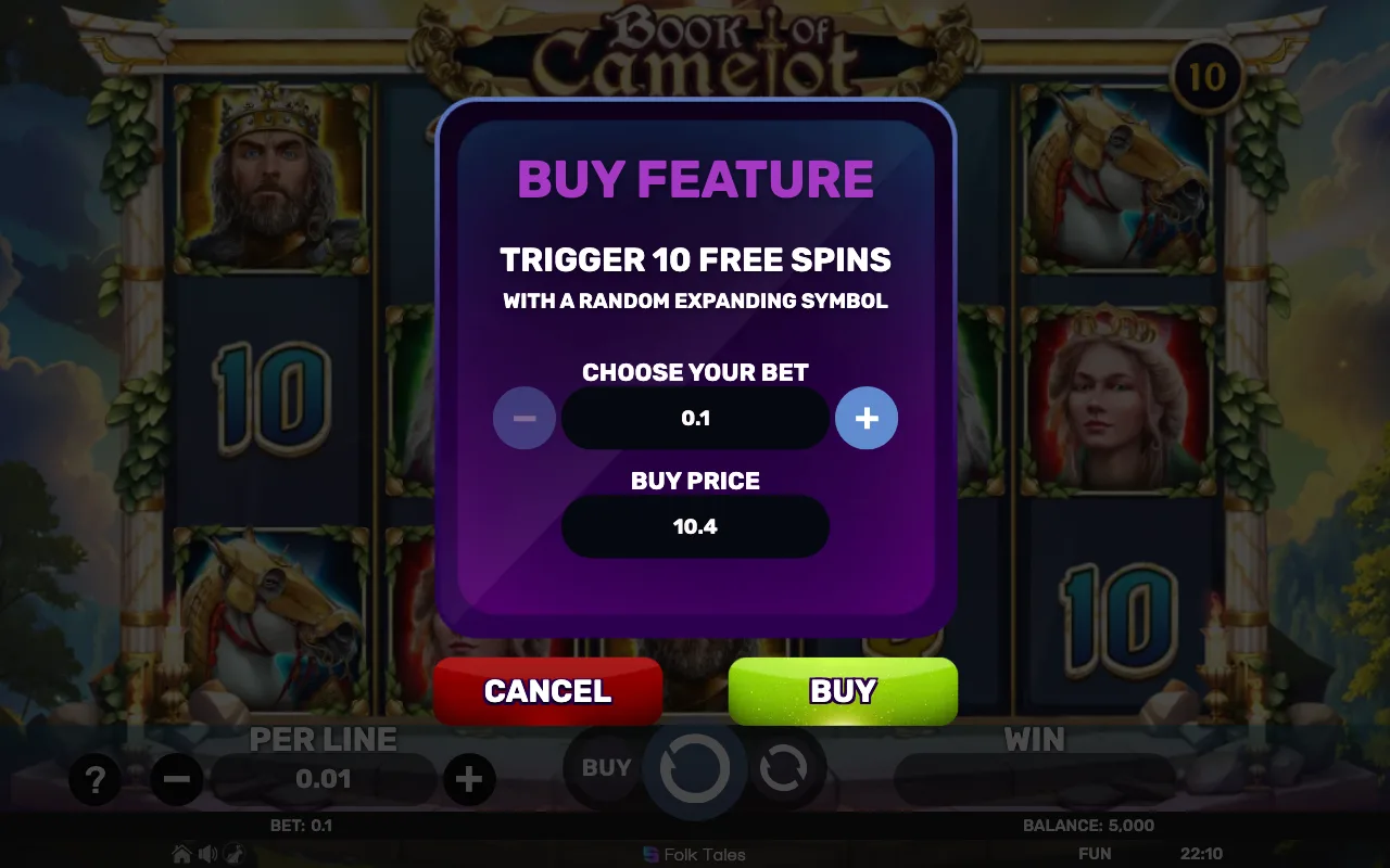 Buying the feature — Book of Camelot