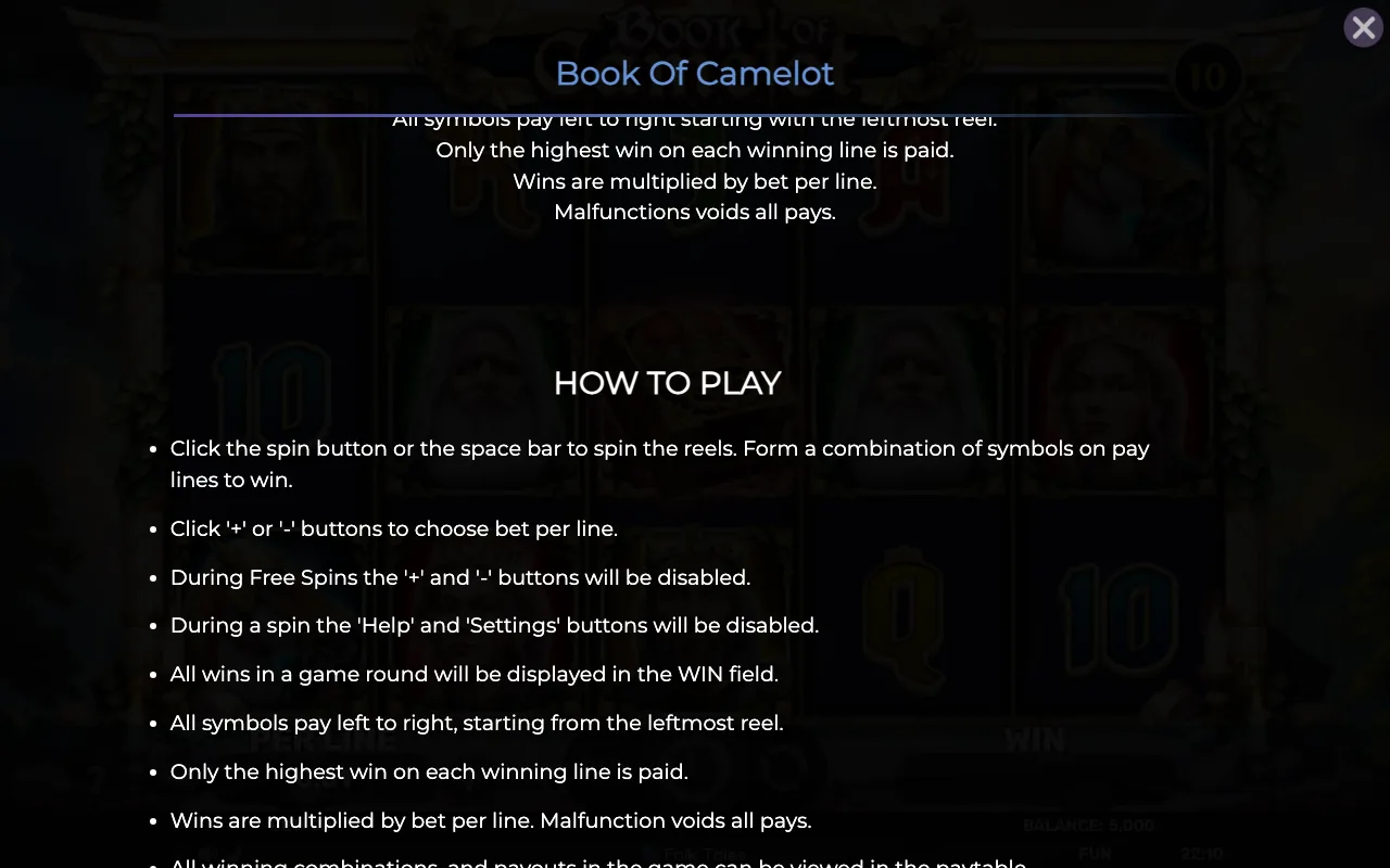 How to play — Book of Camelot