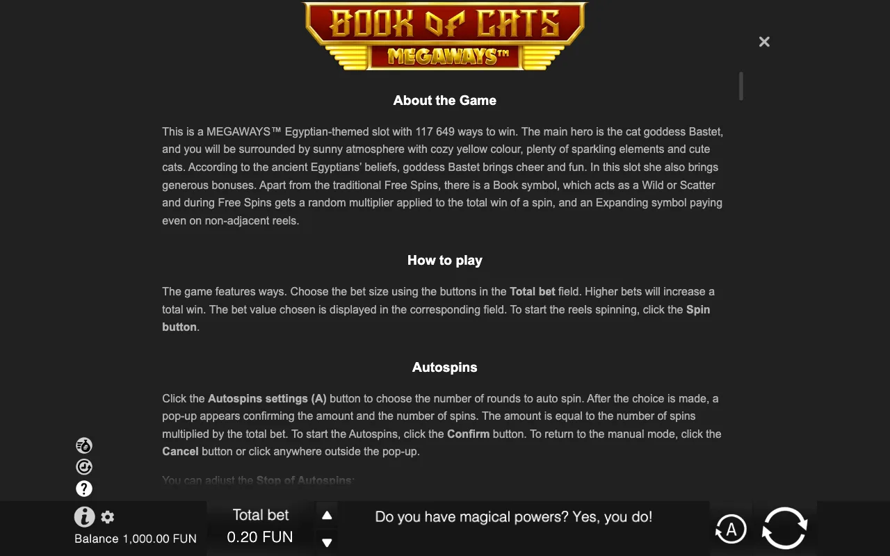 Game rules, page 6 — Book of Cats Megaways
