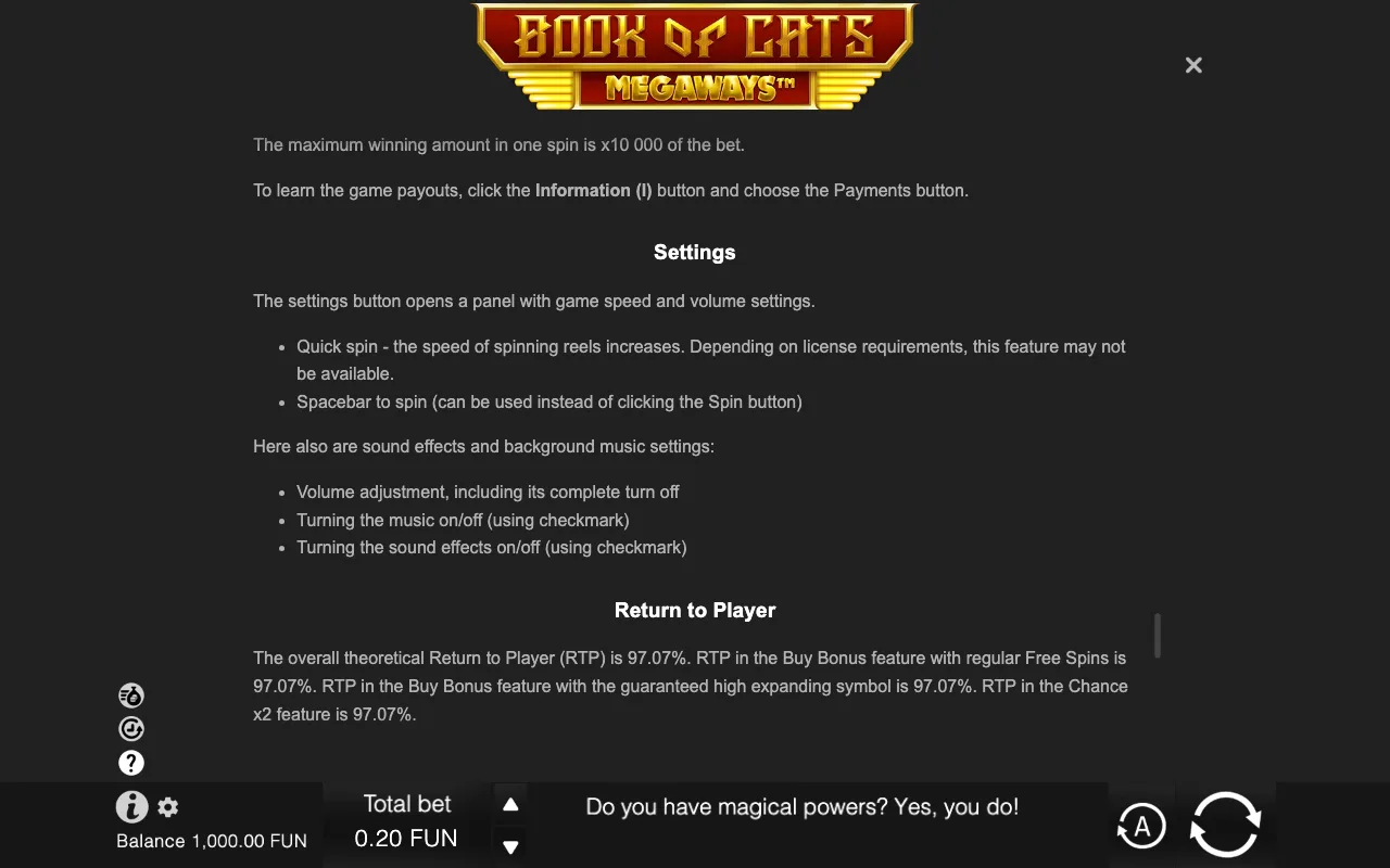 Game rules, page 9 — Book of Cats Megaways