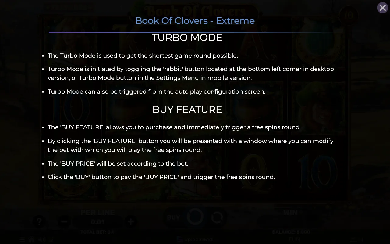 Game rules, page 8 — Book of Clovers Extreme