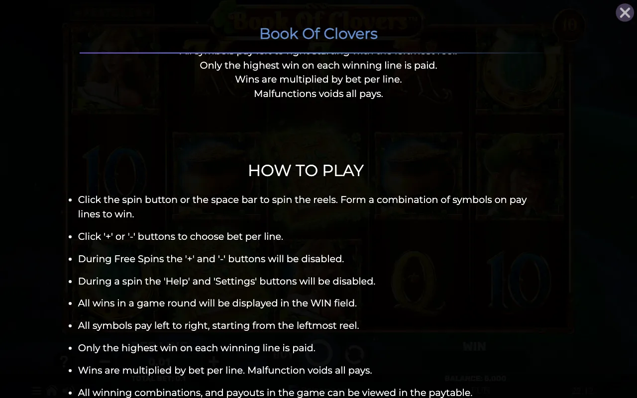 How to play — Book of Clovers