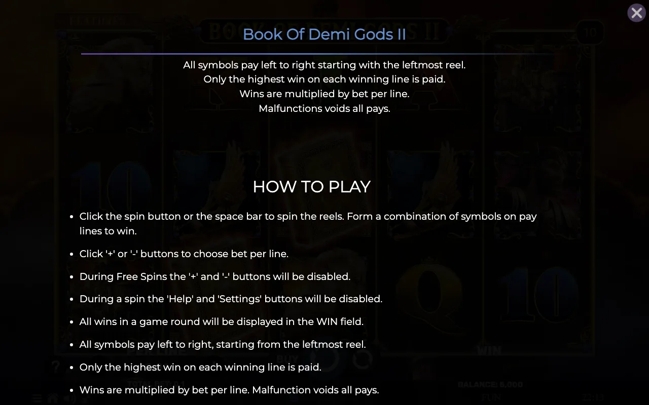 How to play — Book of Demi Gods 2