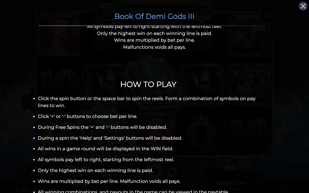 How to play — Book of Demi Gods 3
