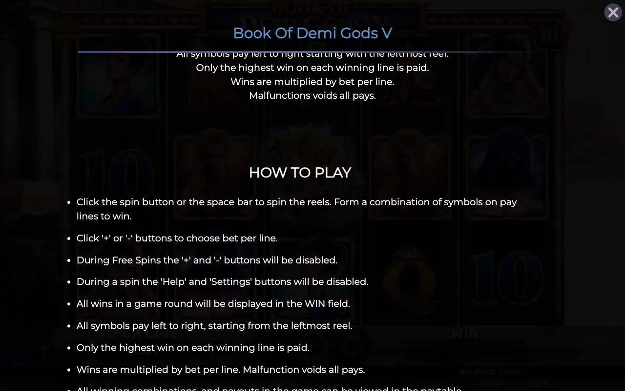 How to play — Book of Demi Gods 5