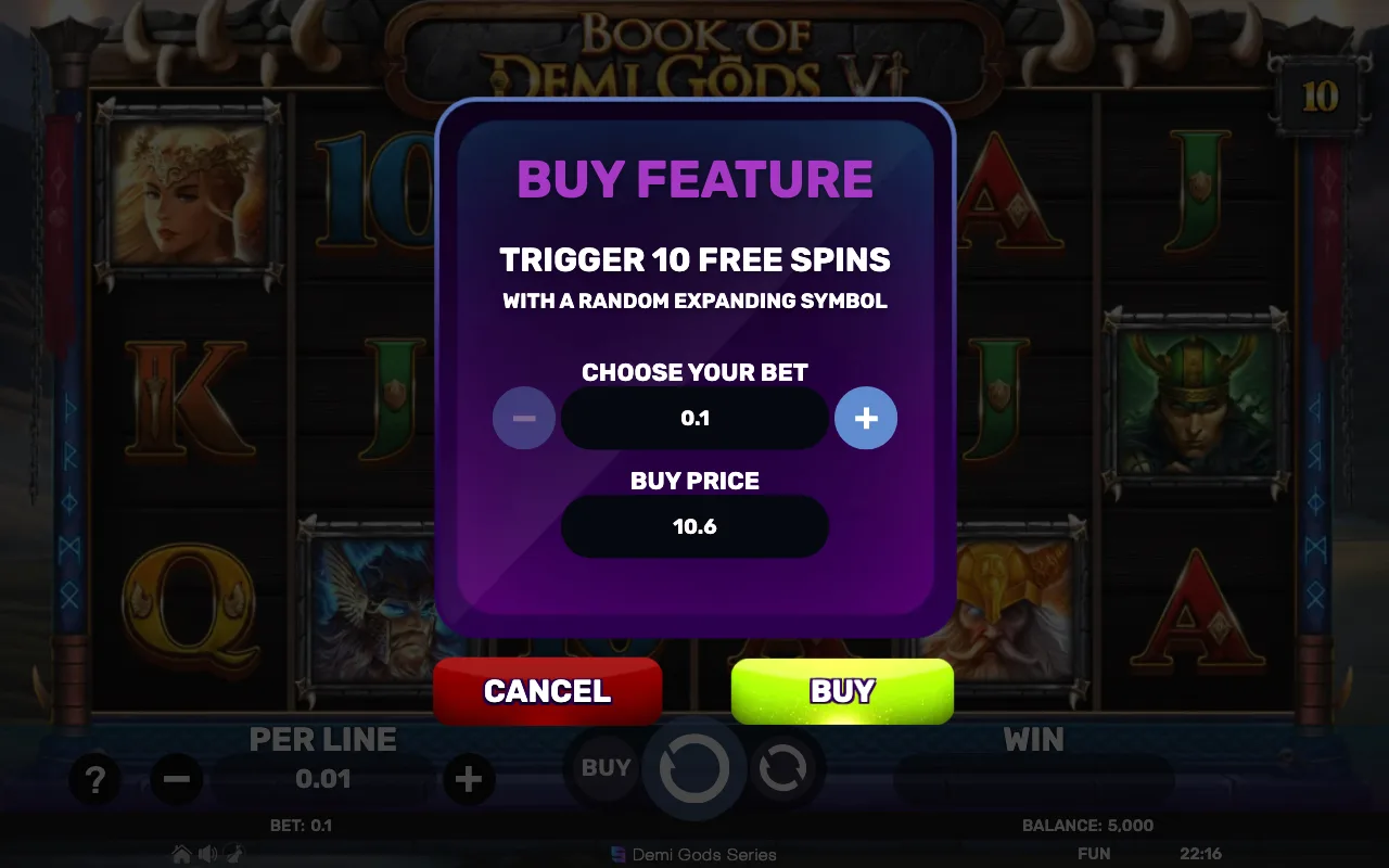 Buying the feature — Book of Demi Gods vi