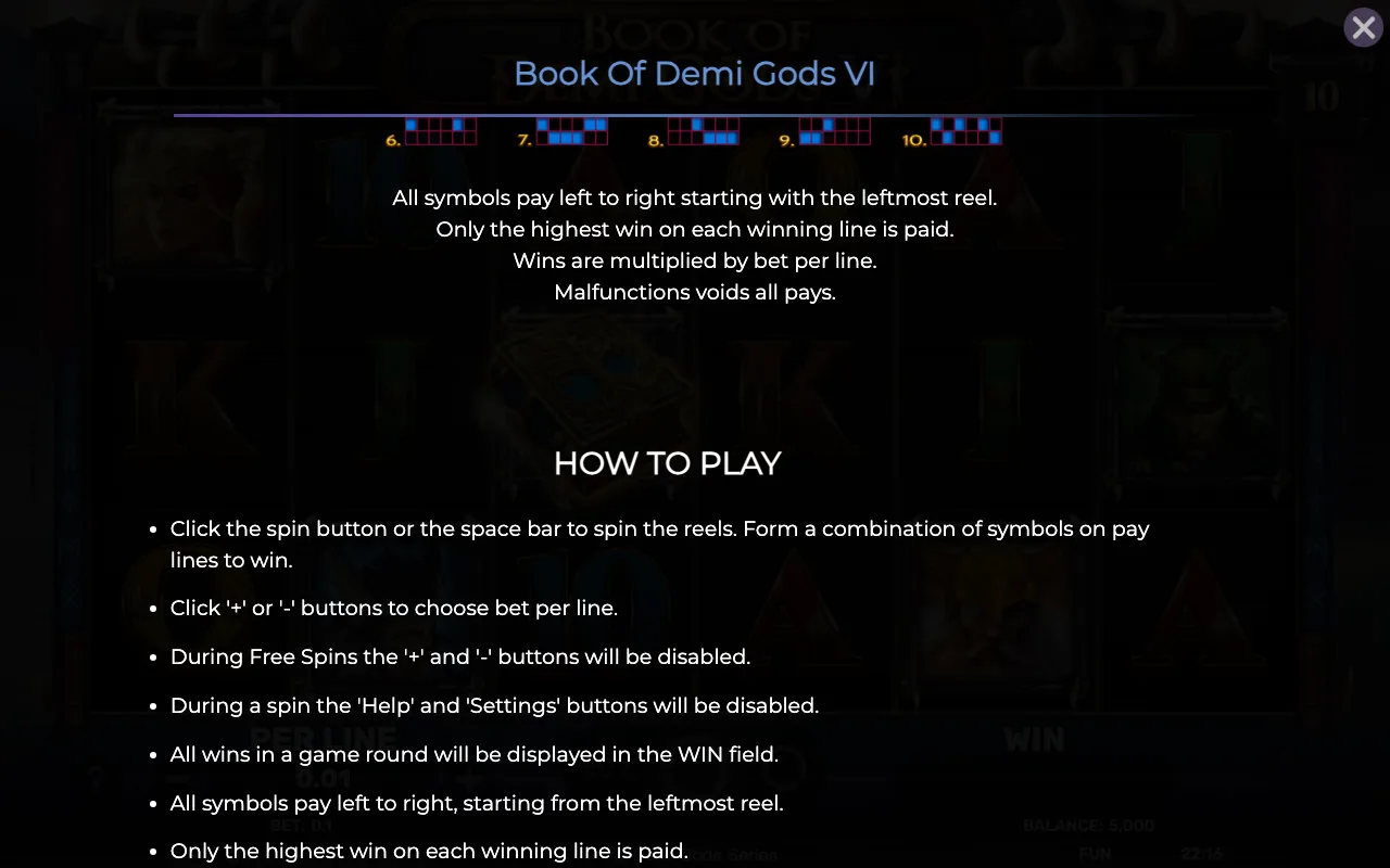 Game rules, page 5 — Book of Demi Gods vi