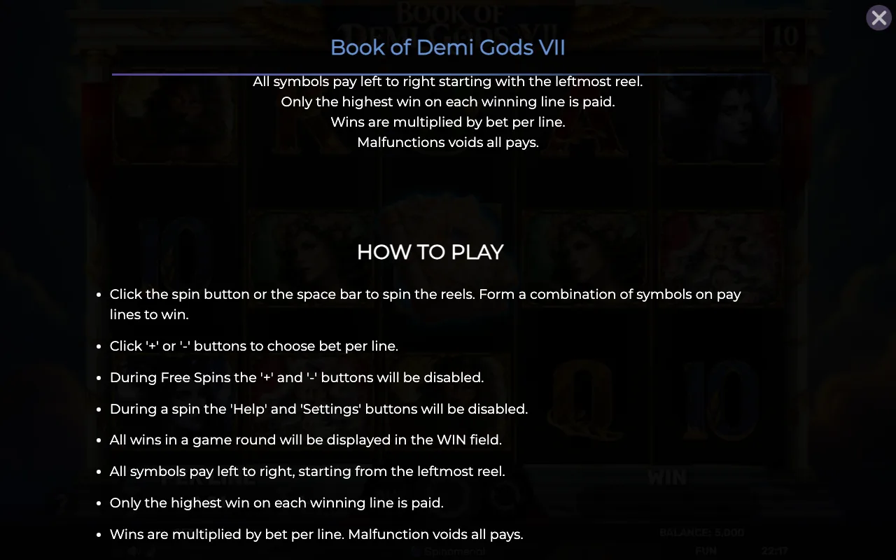 How to play — Book of Demi Gods Vii