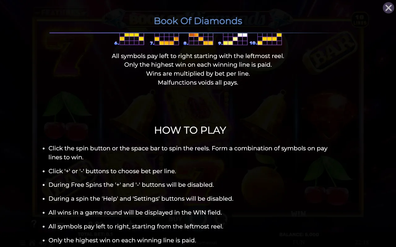 Game rules, page 5 — Book of Diamonds