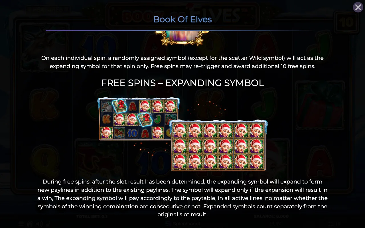 Free spins expanding symbol — Book of Elves