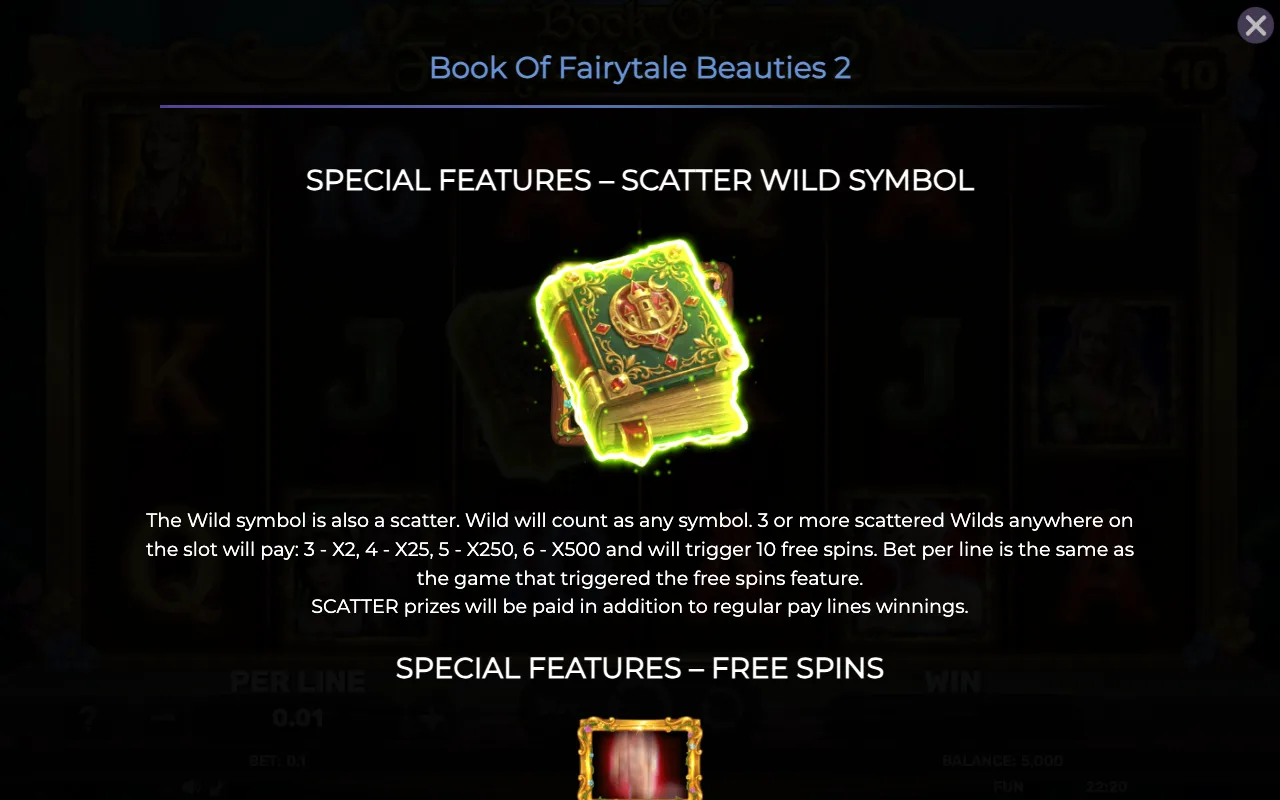 Special features - scatter wild symbol — Book of Fairytale Beauties 2