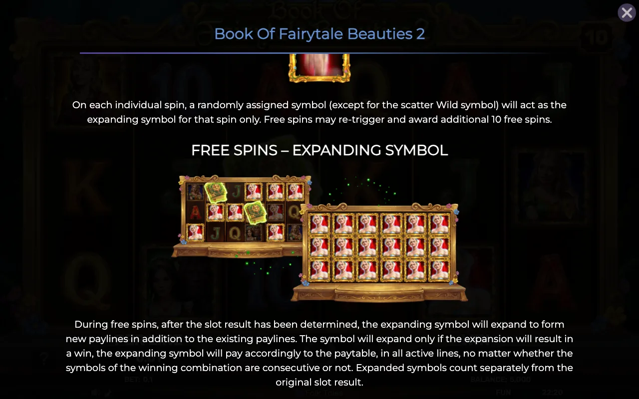 Free spins - expanding symbol — Book of Fairytale Beauties 2