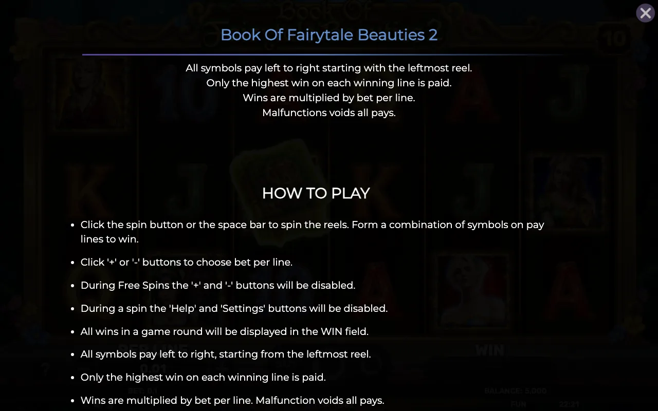 Game rules, page 5 — Book of Fairytale Beauties 2
