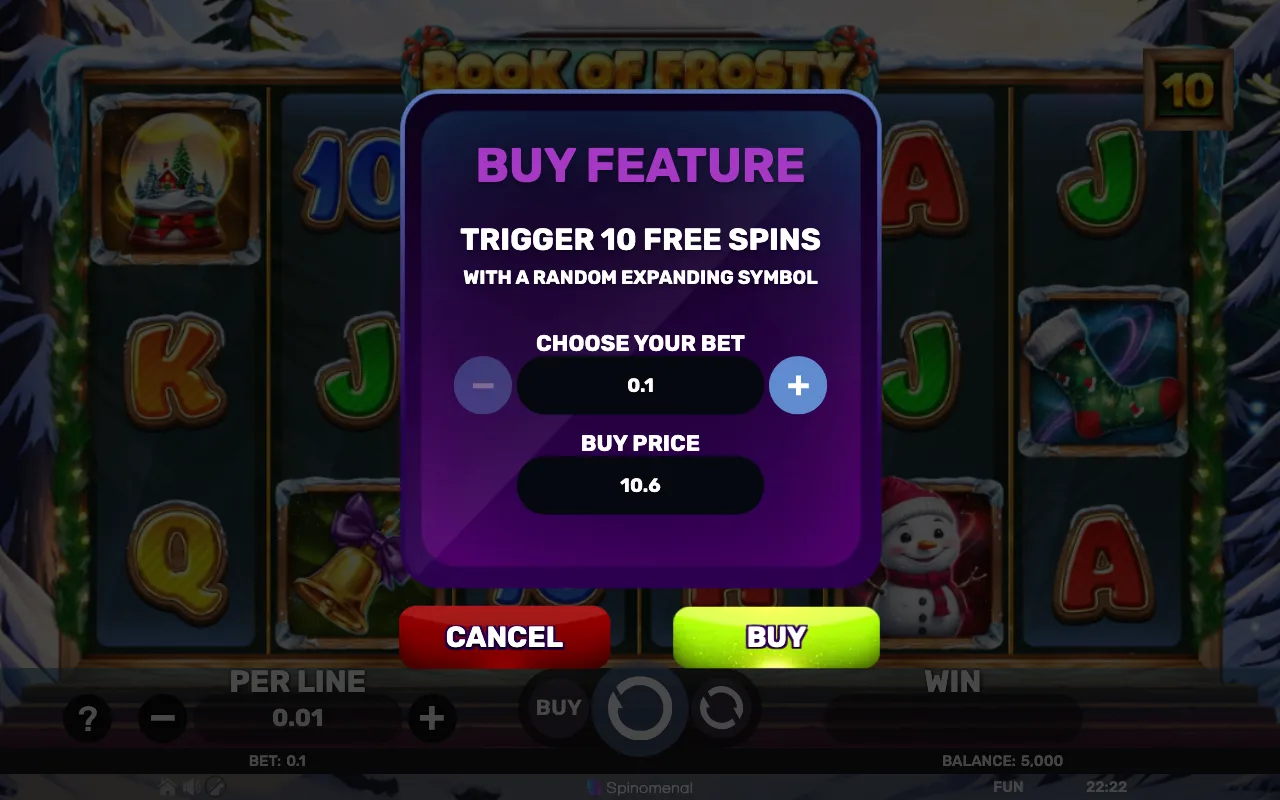 Buying the feature — Book of Frosty