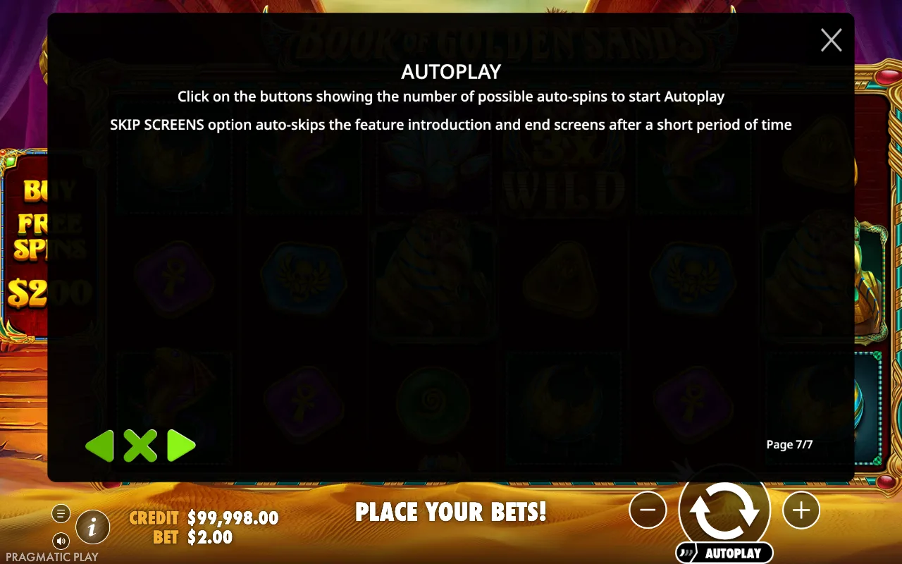 Autoplay — Book of Golden Sands