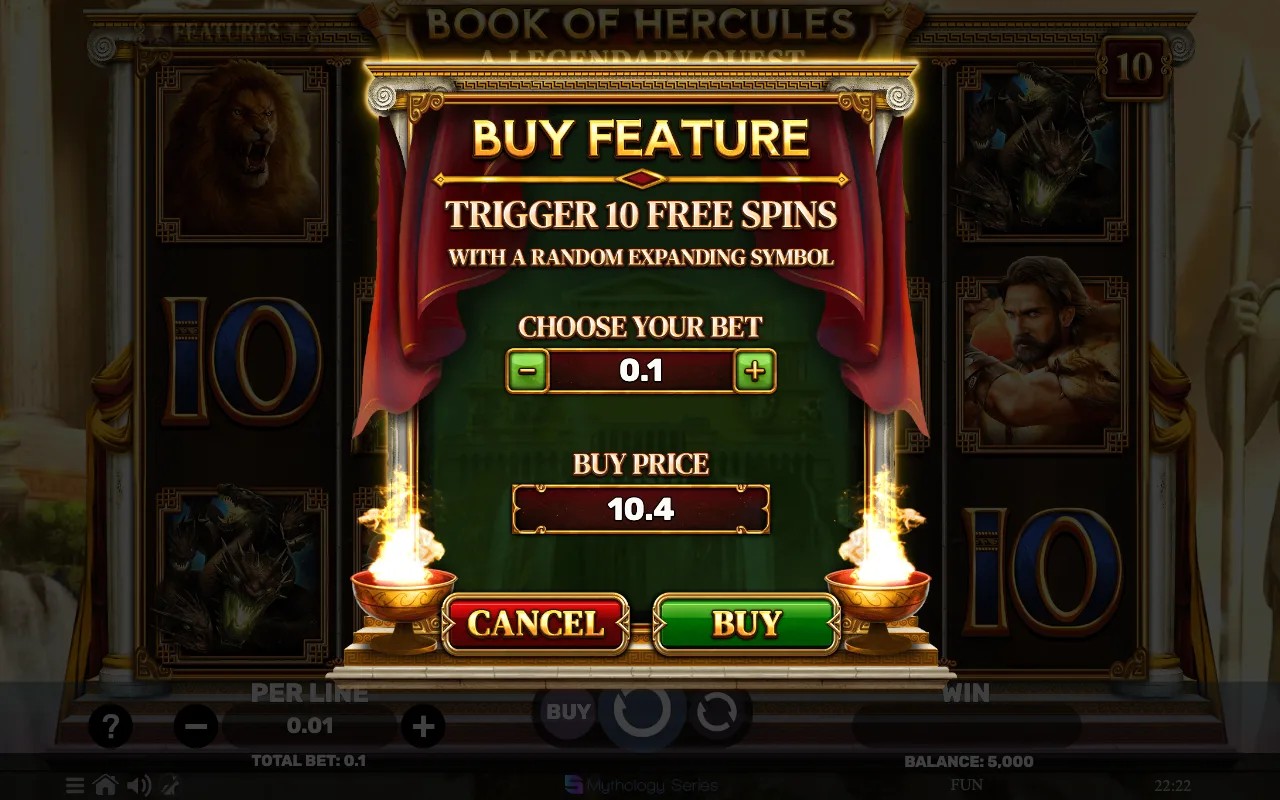 Buying the feature — Book of Hercules a Legendary Quest