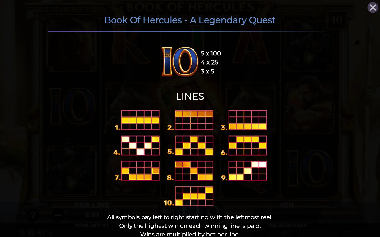 Lines — Book of Hercules a Legendary Quest