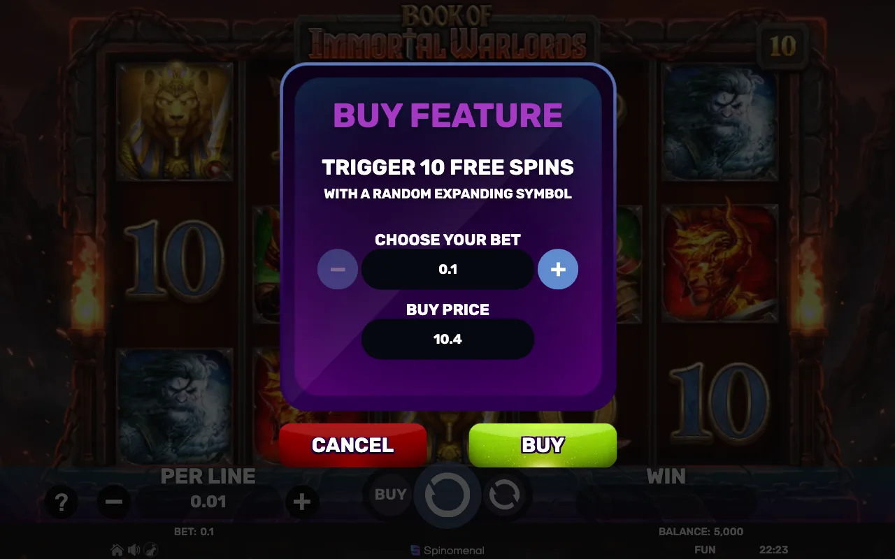 Buying the feature — Book of Immortal Warlords