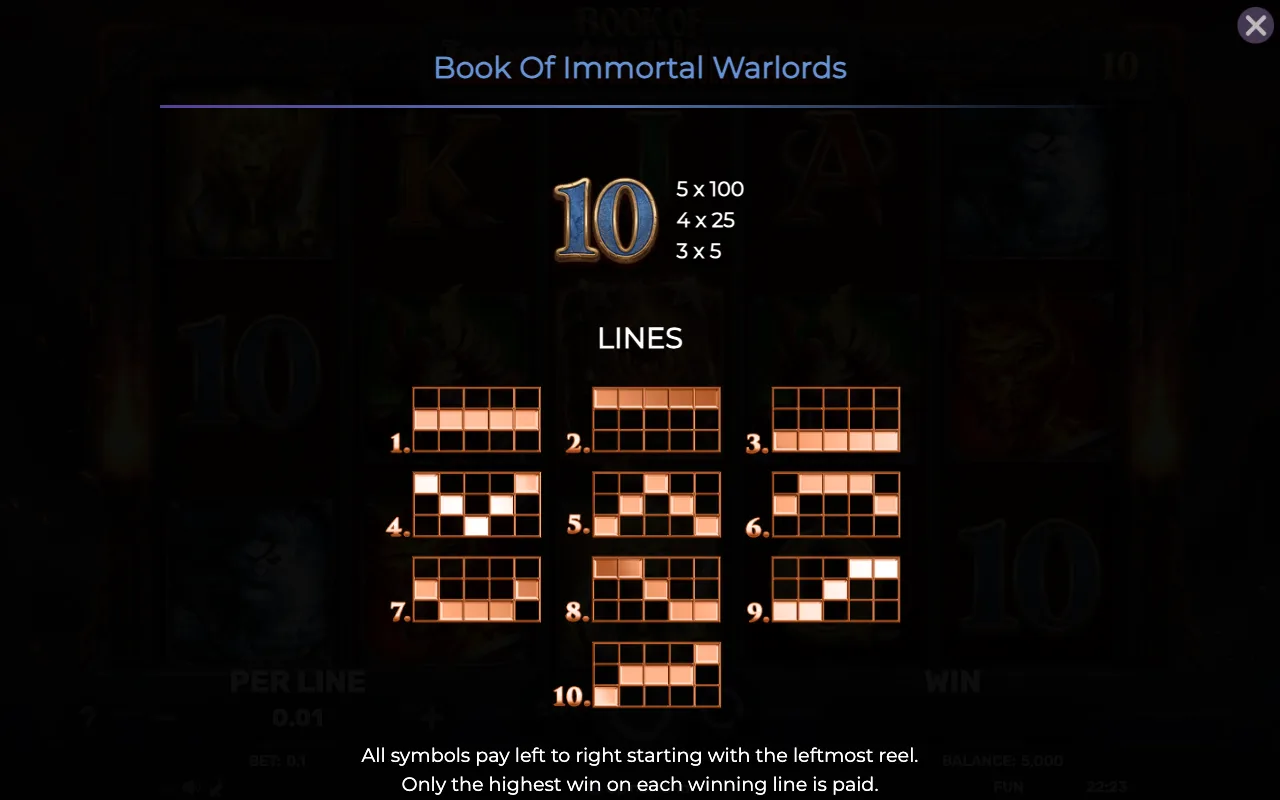 Lines — Book of Immortal Warlords