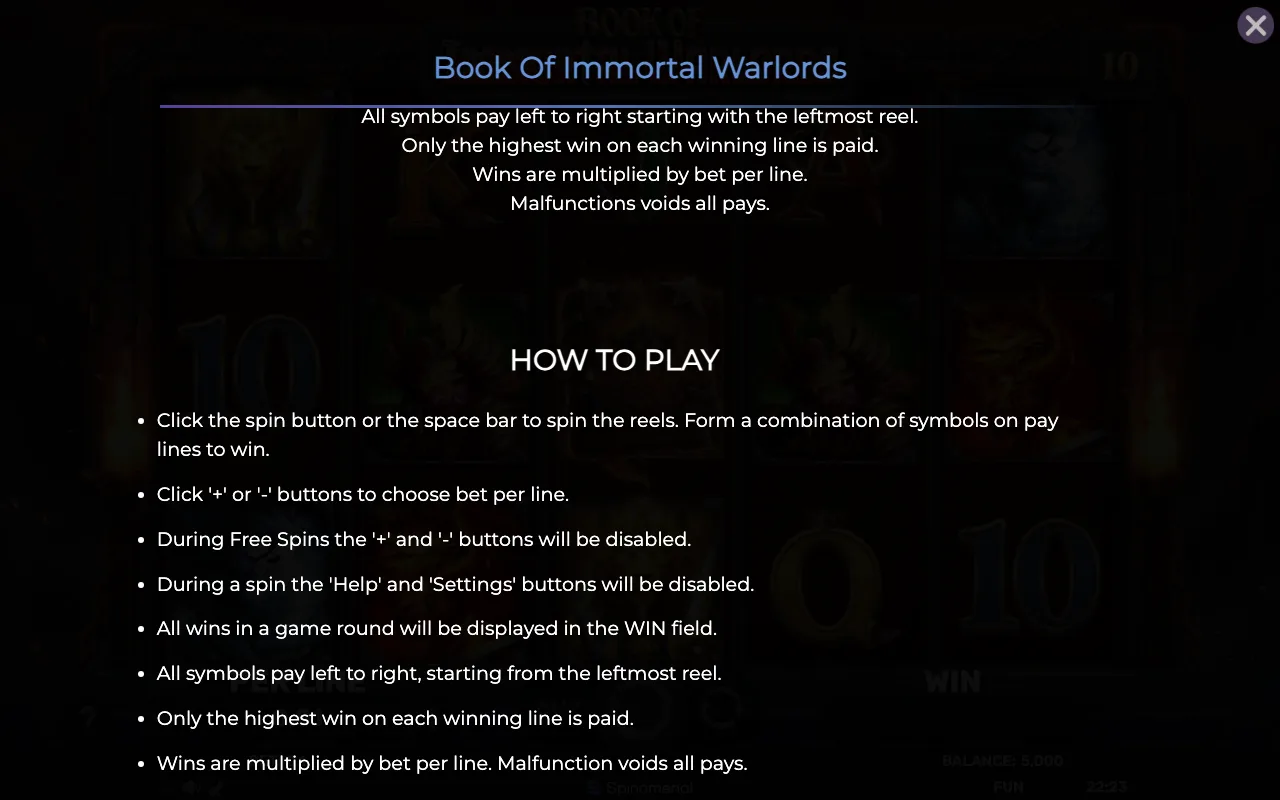 Game rules, page 6 — Book of Immortal Warlords
