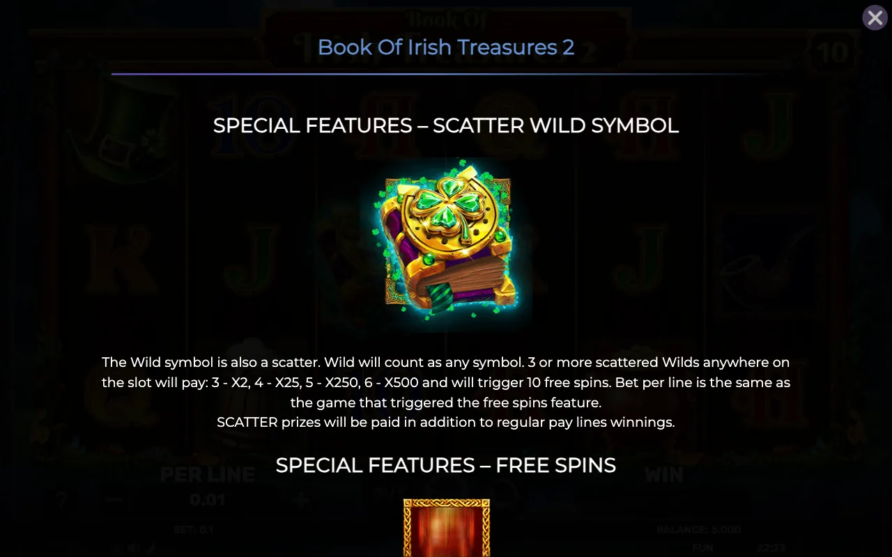 Special features - scatter wild symbol — Book of Irish Treasures 2