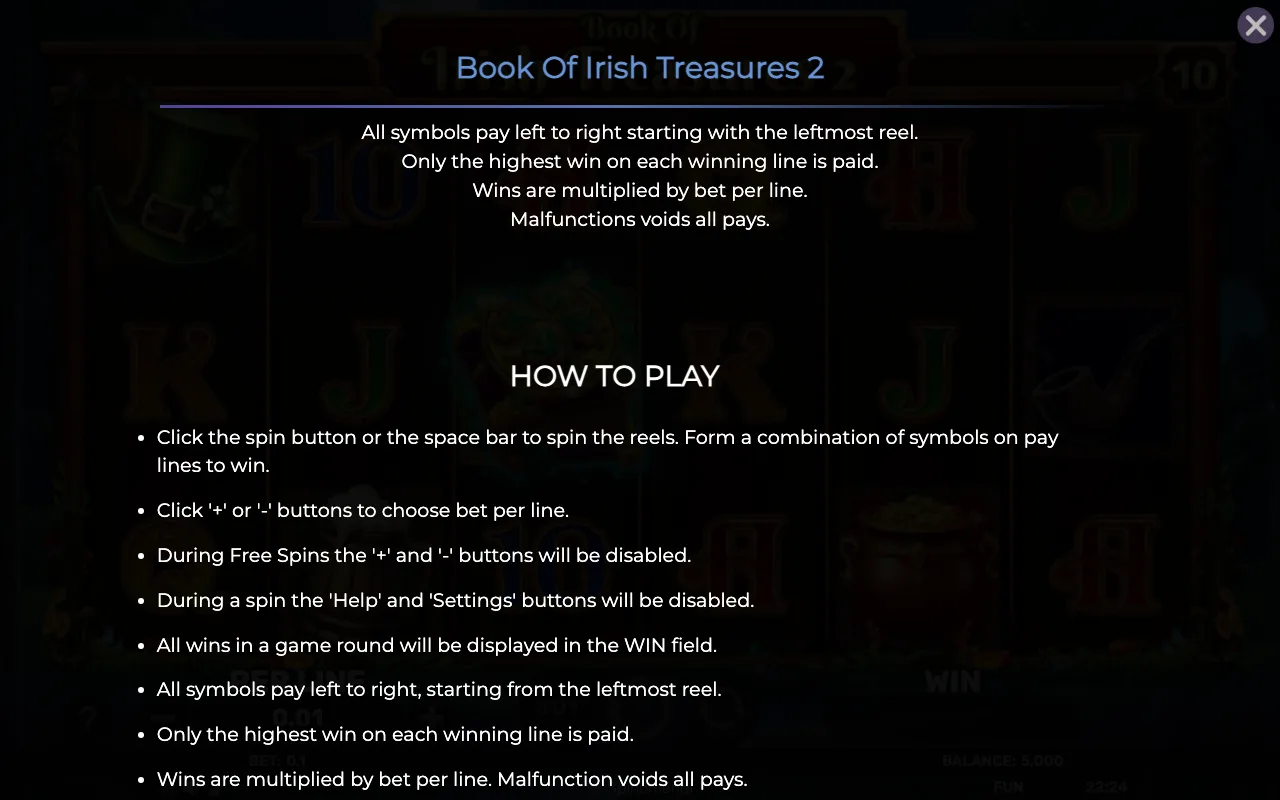 Game rules, page 5 — Book of Irish Treasures 2
