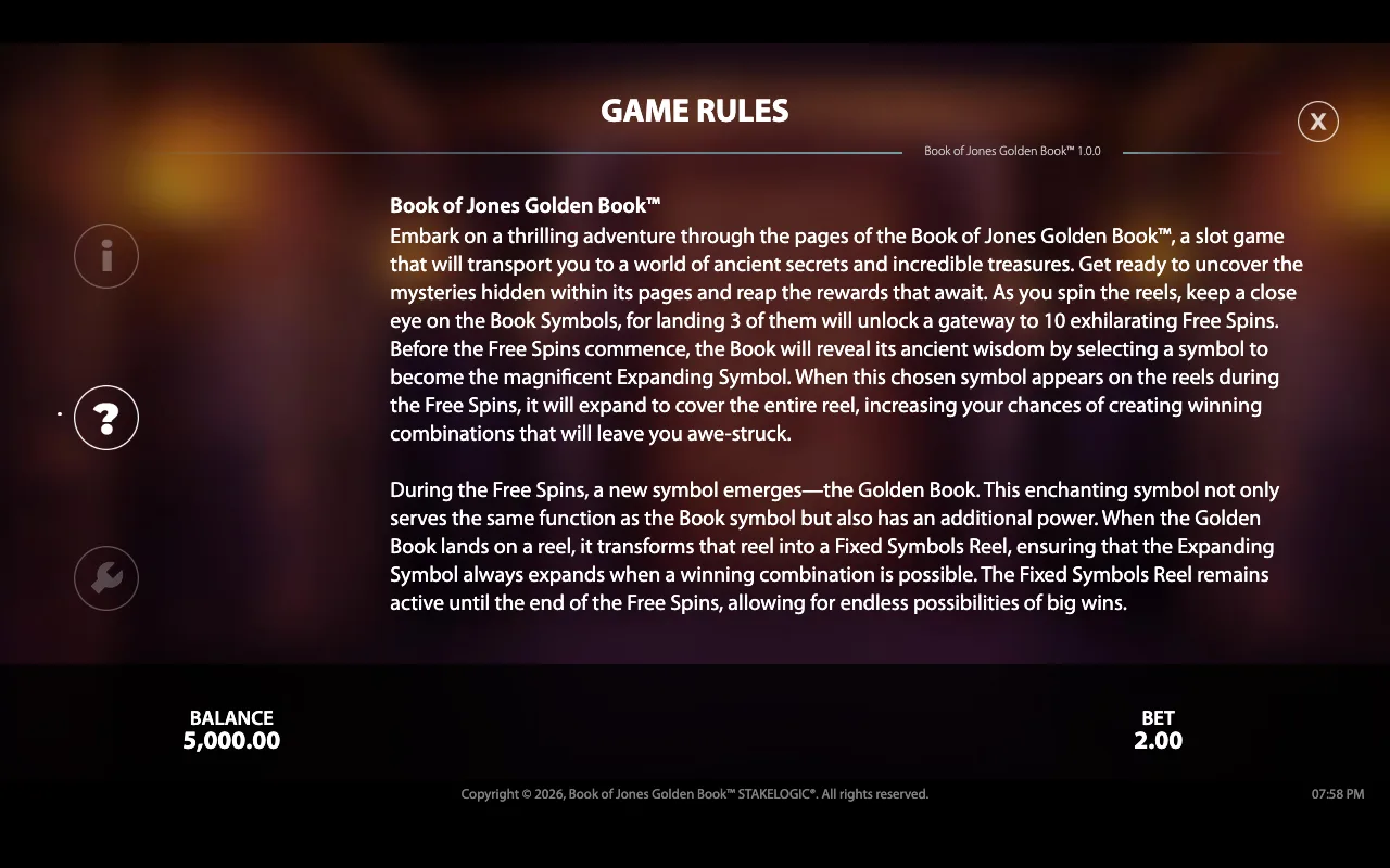 Game rules — Book of Jones Golden Book