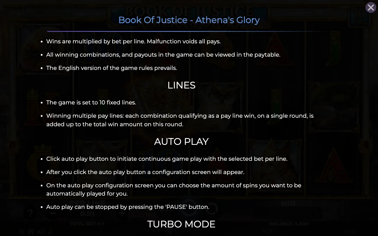Lines — Book of Justice Athenas Glory