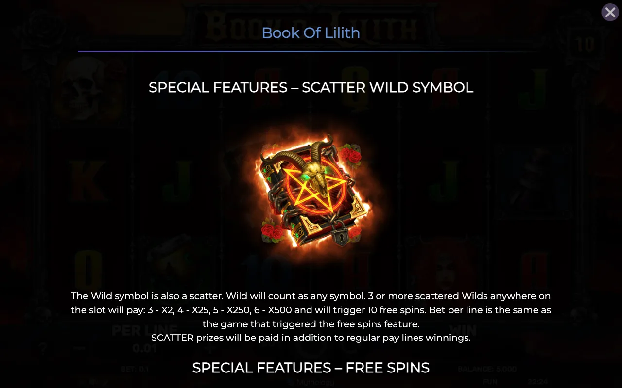 Special features - scatter wild symbol — Book of Lilith