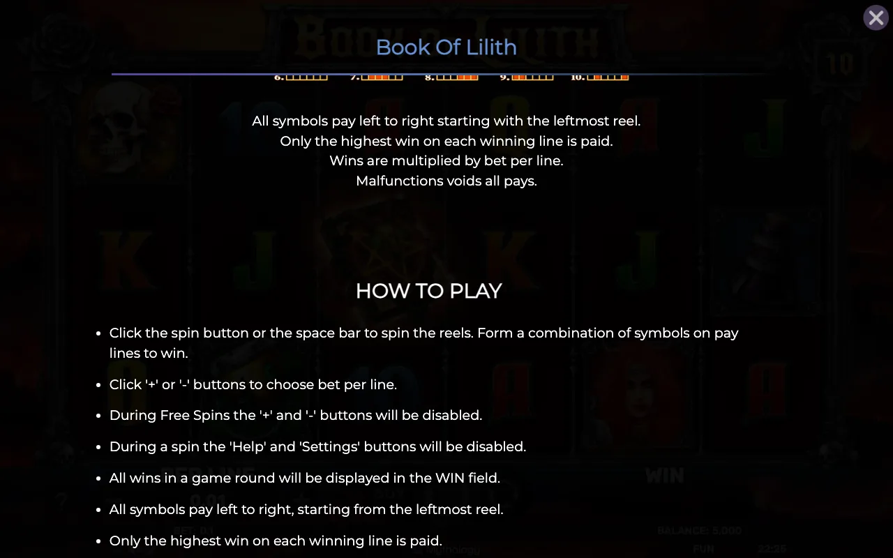 Game rules, page 5 — Book of Lilith