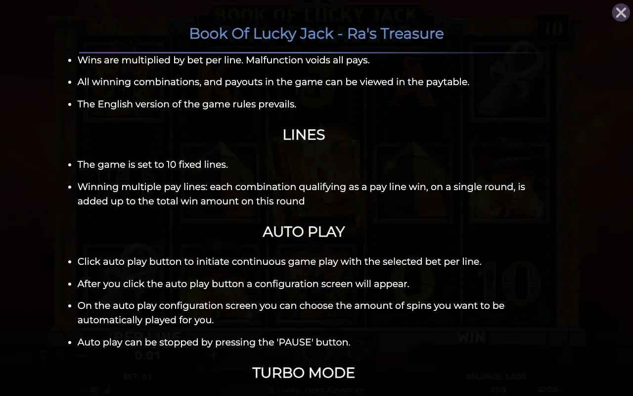 Lines — Book of Lucky Jack Ras Treasure
