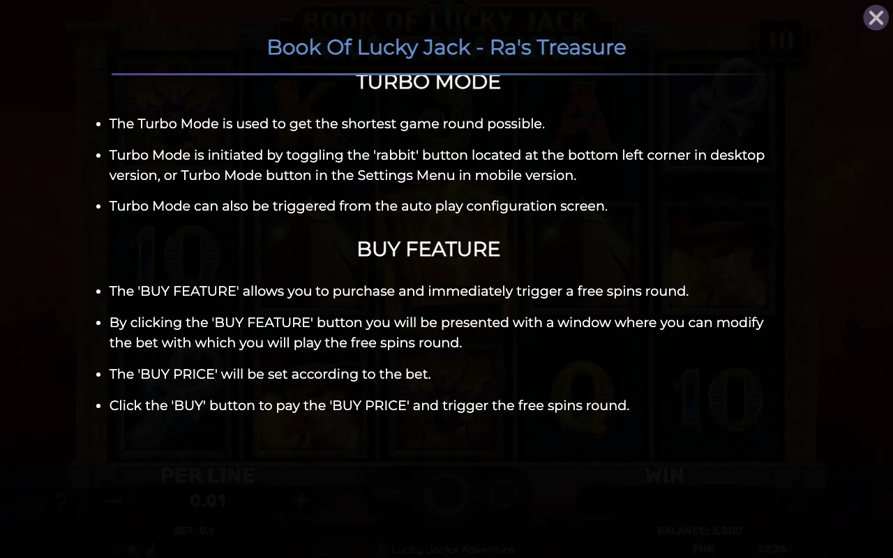 Game rules, page 8 — Book of Lucky Jack Ras Treasure