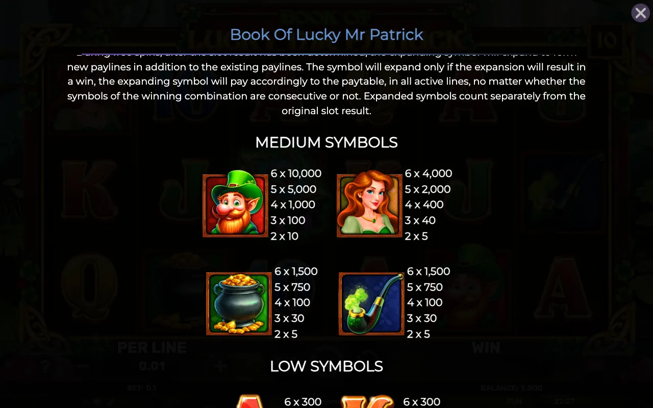 Medium symbols — Book of Lucky mr Patrick