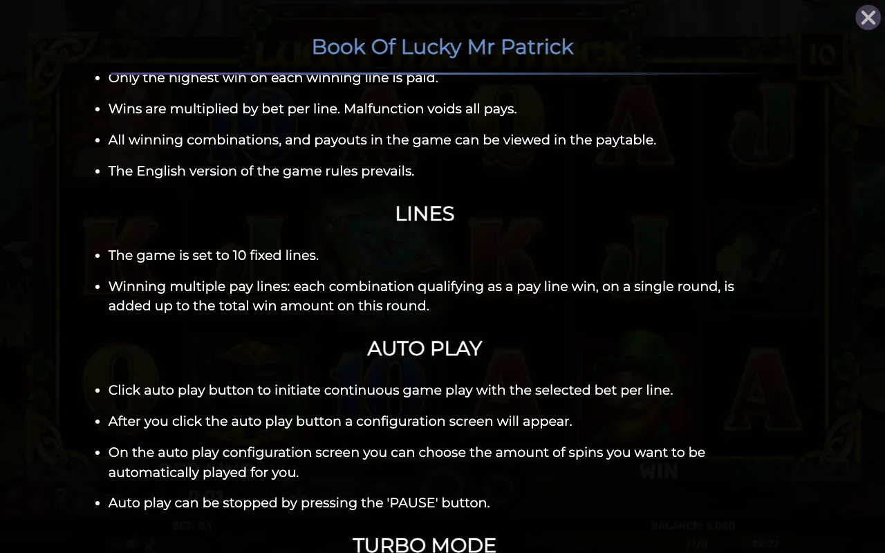 Lines — Book of Lucky mr Patrick