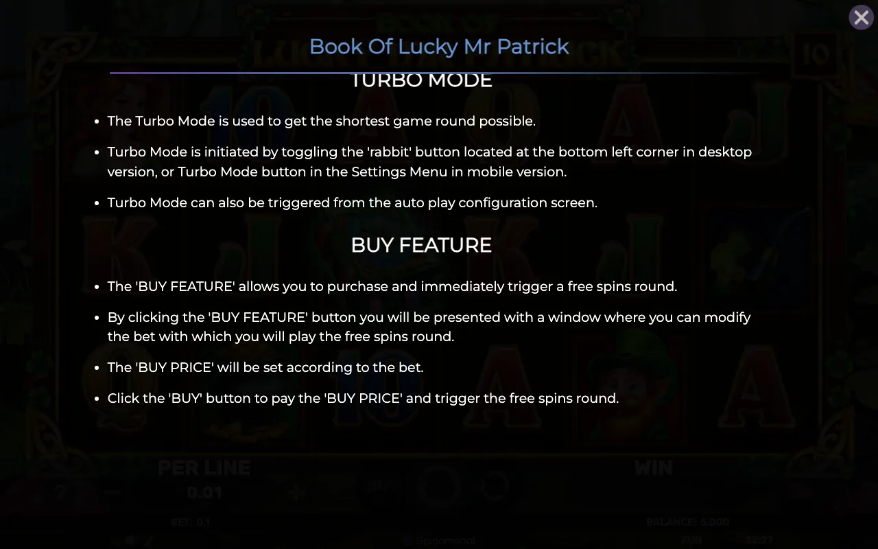 Game rules, page 7 — Book of Lucky mr Patrick