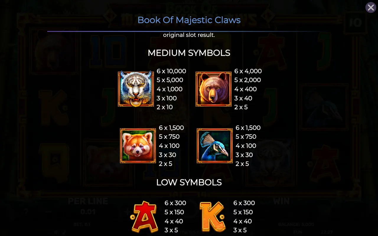 Medium symbols — Book of Majestic Claws
