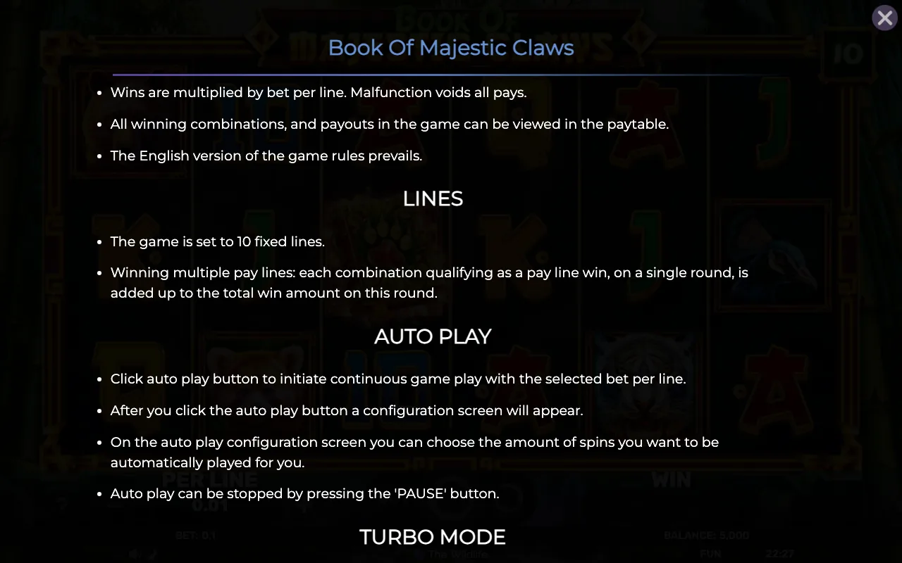 Lines — Book of Majestic Claws