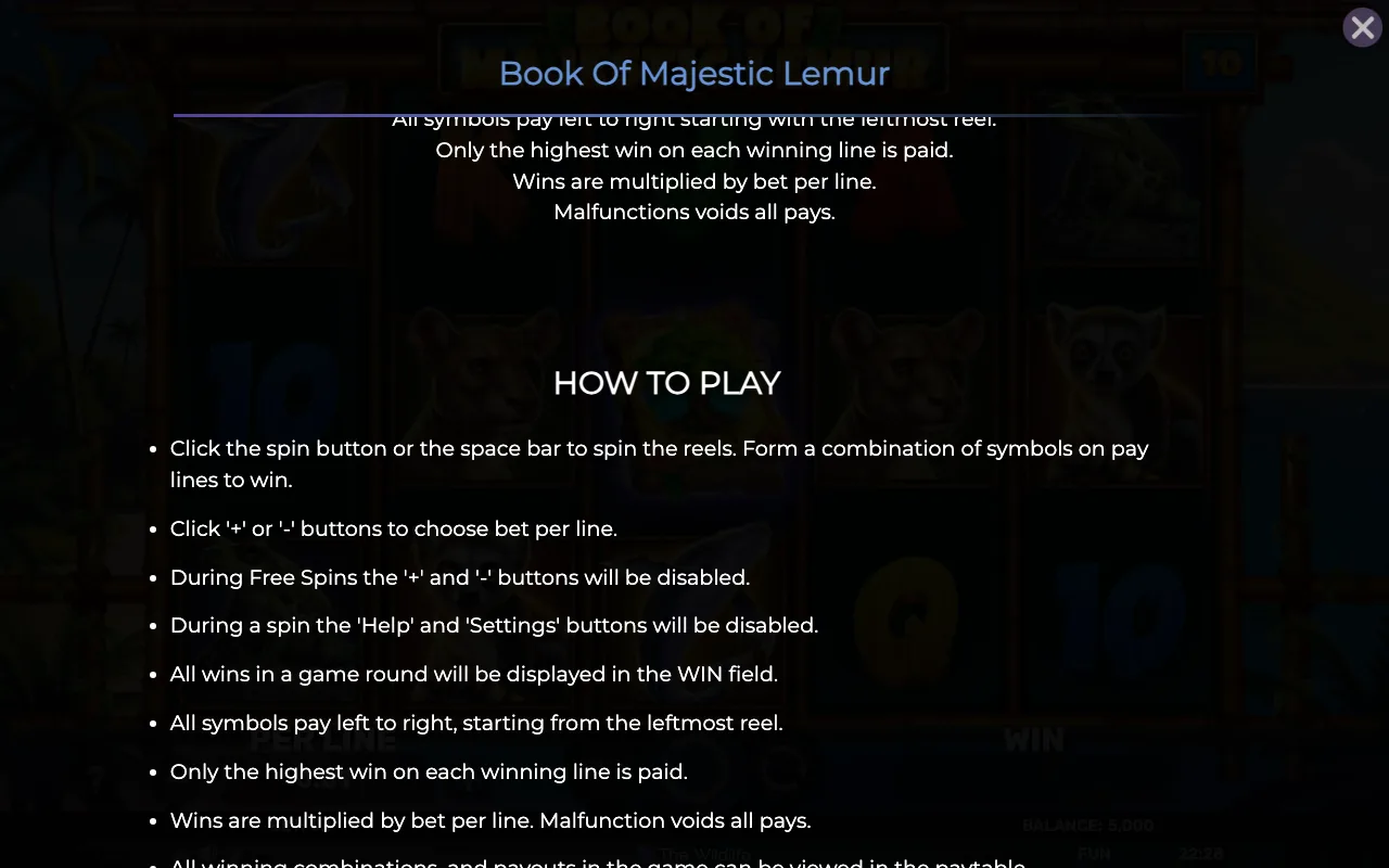 Game rules, page 6 — Book of Majestic Lemur