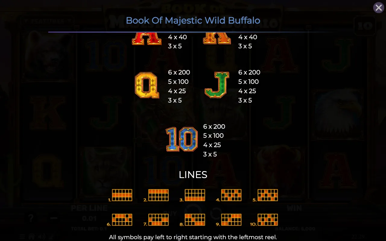 Game rules, page 4 — Book of Majestic Wild Buffalo